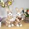 12" Beige Girl Easter Rabbit Figurine with Plaid Dress